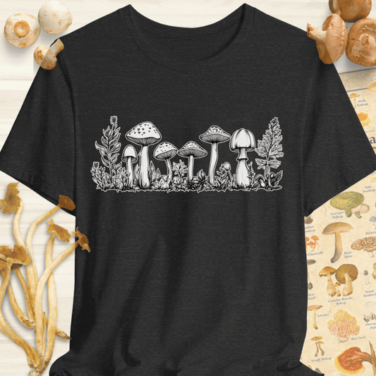 Fungi And Fauna White 2 Tee Dark Grey