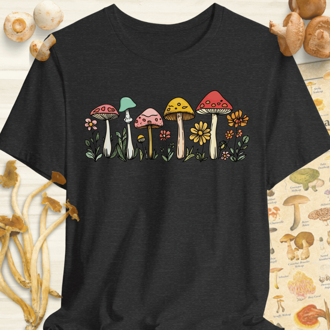 Fungi Summer Flowers Tee Dark Grey