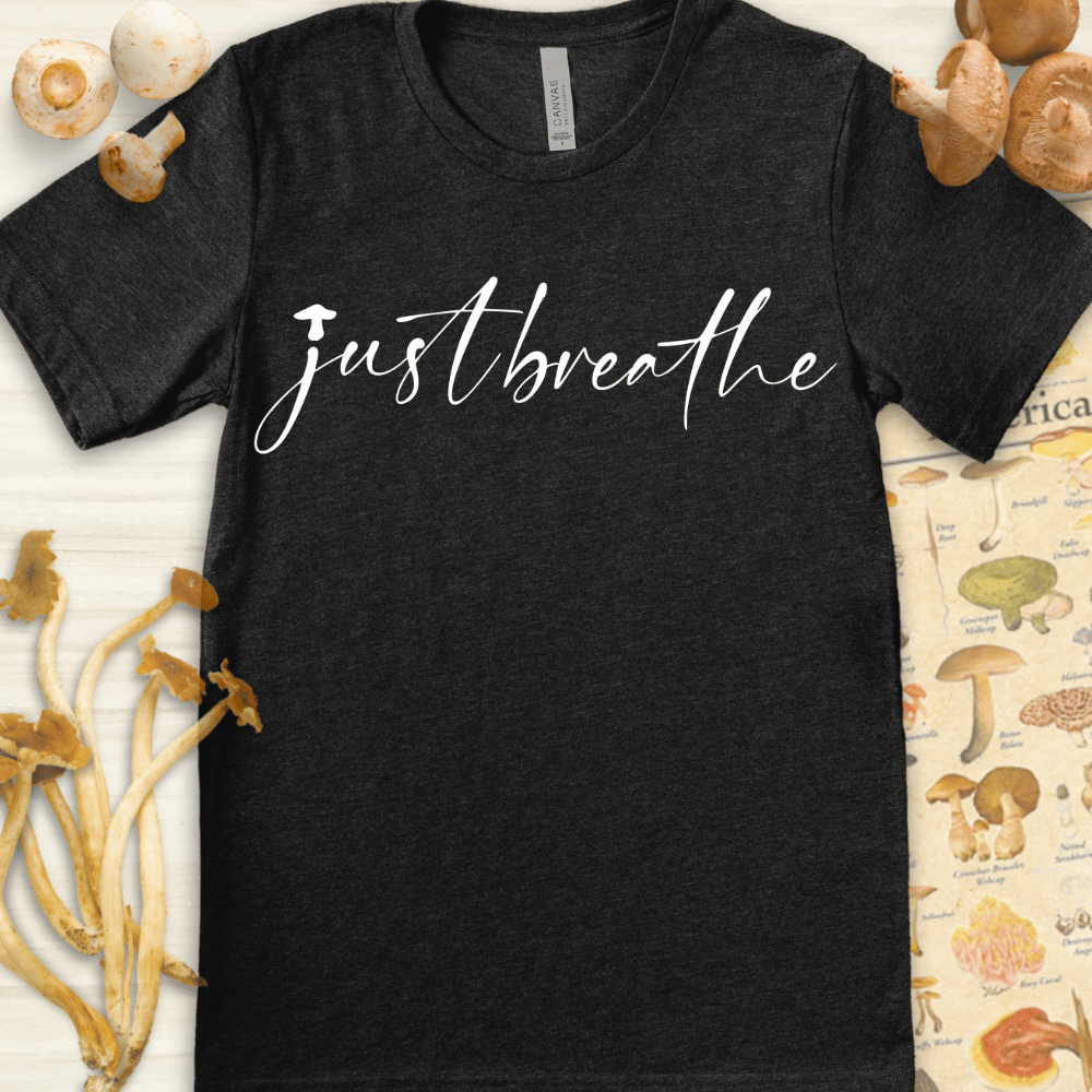 Just Breathe Fungi Tee Dark Grey