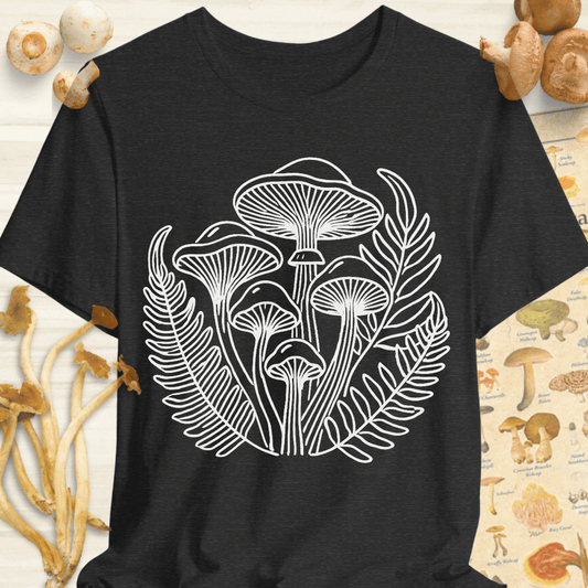 Fungi & Ferns Line Art Tee Dark Grey