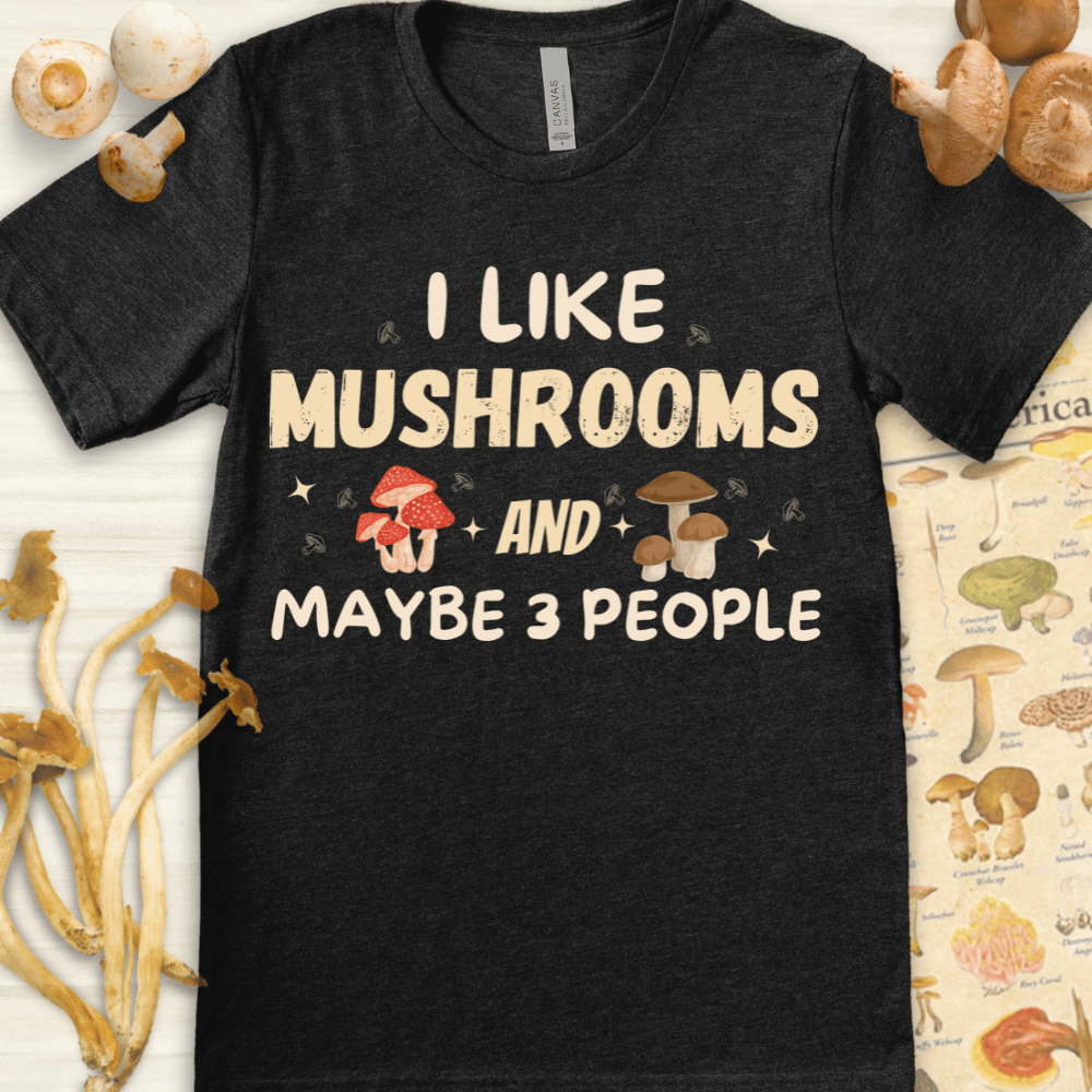 Mushroom and 3 Tee Dark Grey