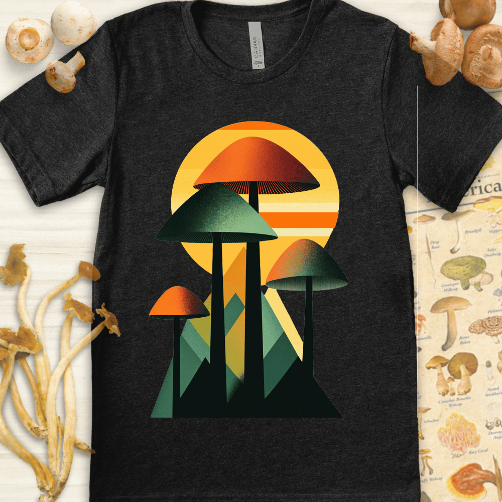 Geo Fungi Sunset Tee Dark Grey