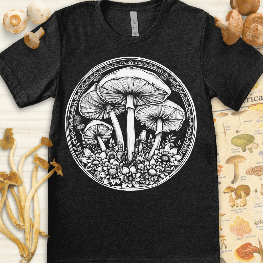 Mushroom n Flower Tee Dark Grey