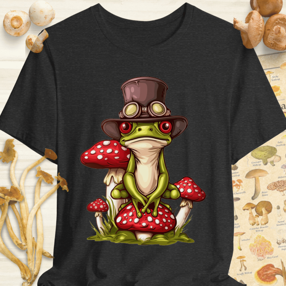 Steam Punk Frog Tee Dark Grey