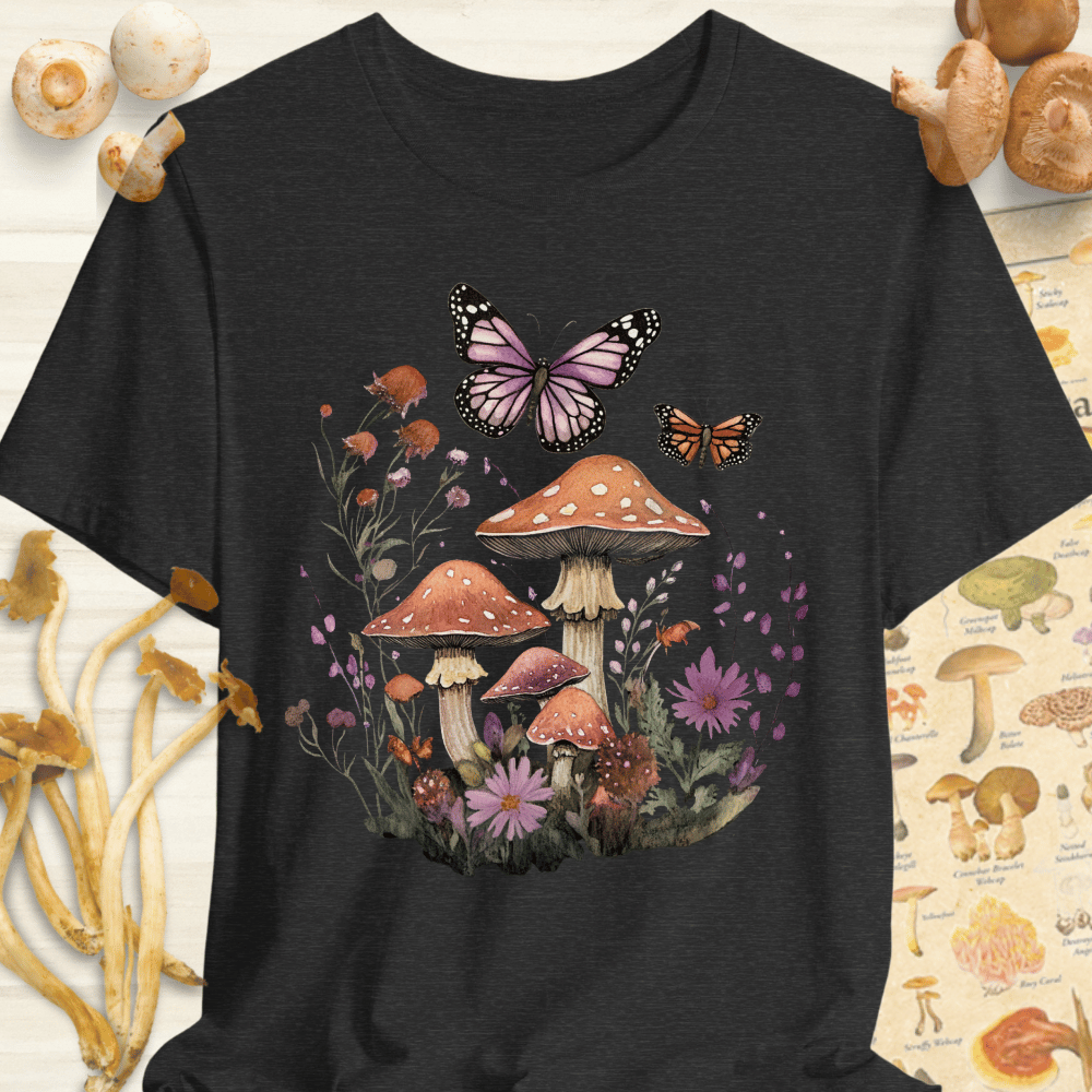 Fungi & Monarchs Tee Dark Grey