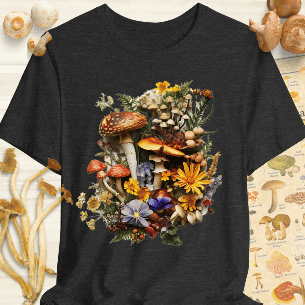 Mushroom Flower Tee Dark Grey