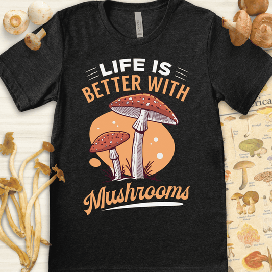 Life With Mushrooms Tee Dark Grey