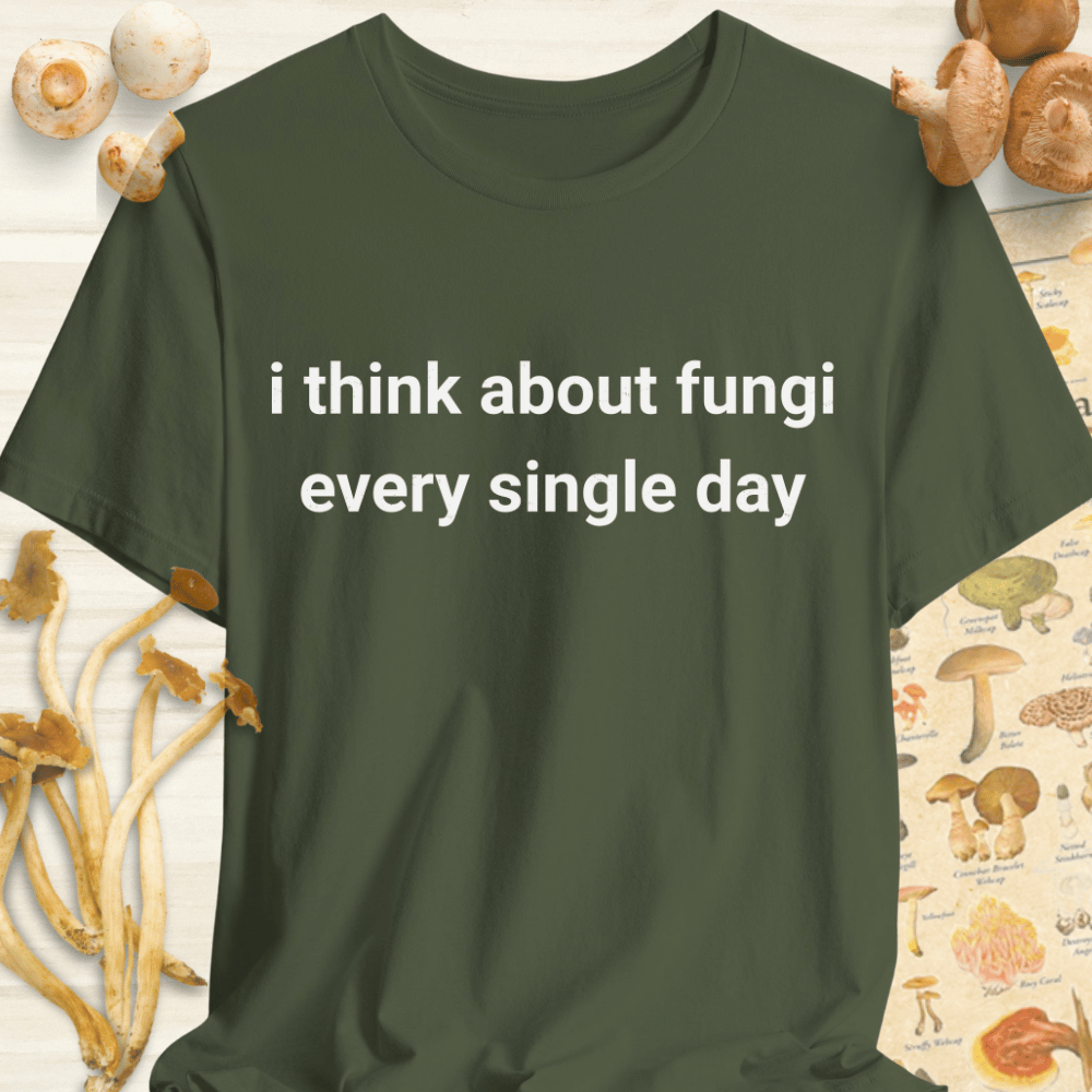Think About Fungi Tee Dark Green