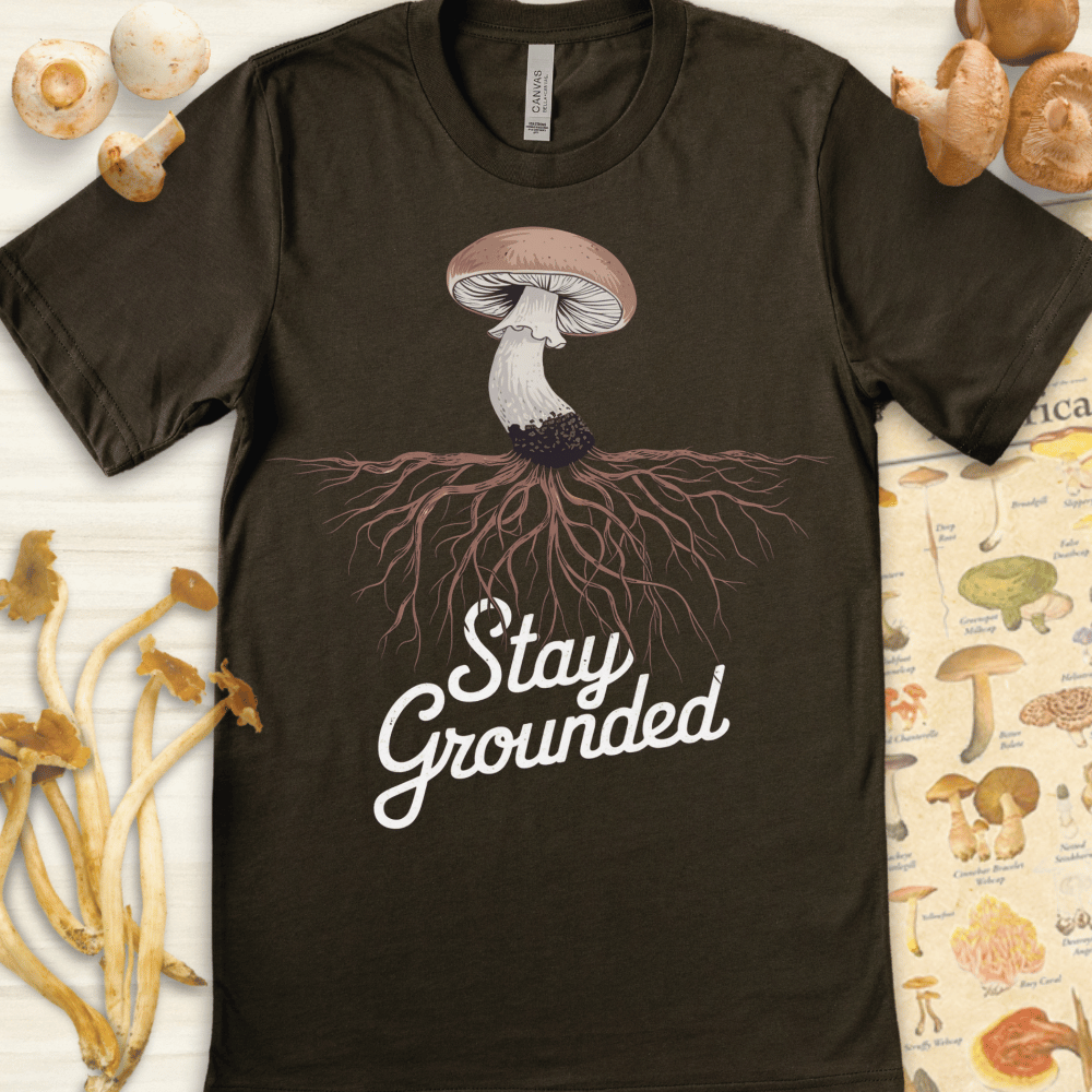 Stay Grounded Shroom Tee Dark Green