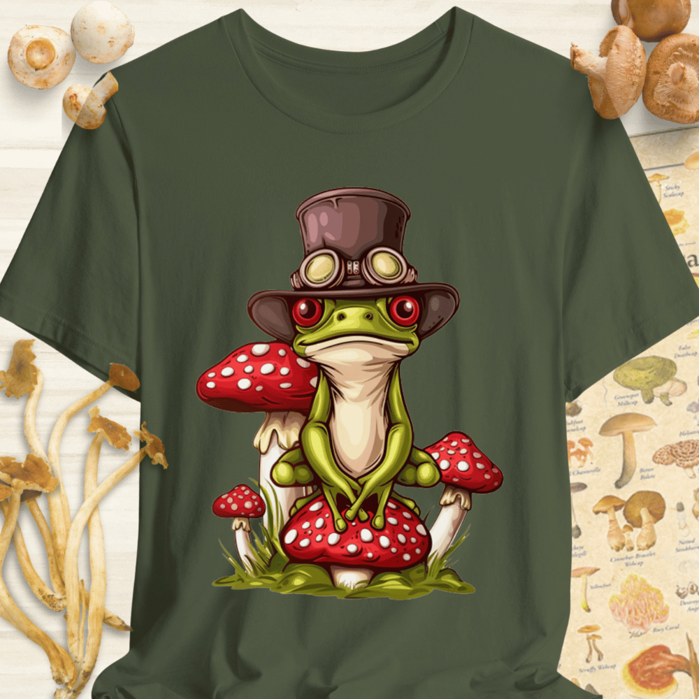 Steam Punk Frog Tee Dark Green
