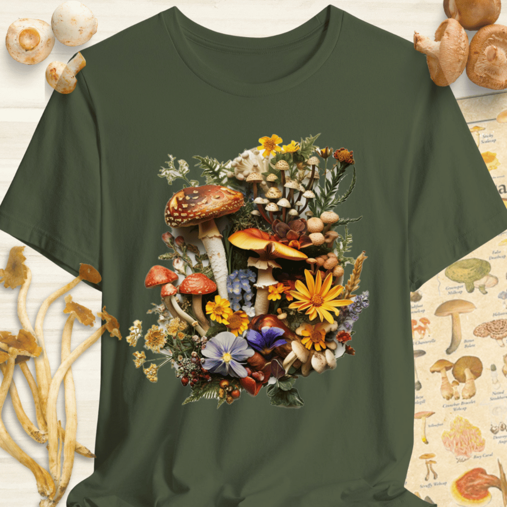 Mushroom Flower Tee Dark Green