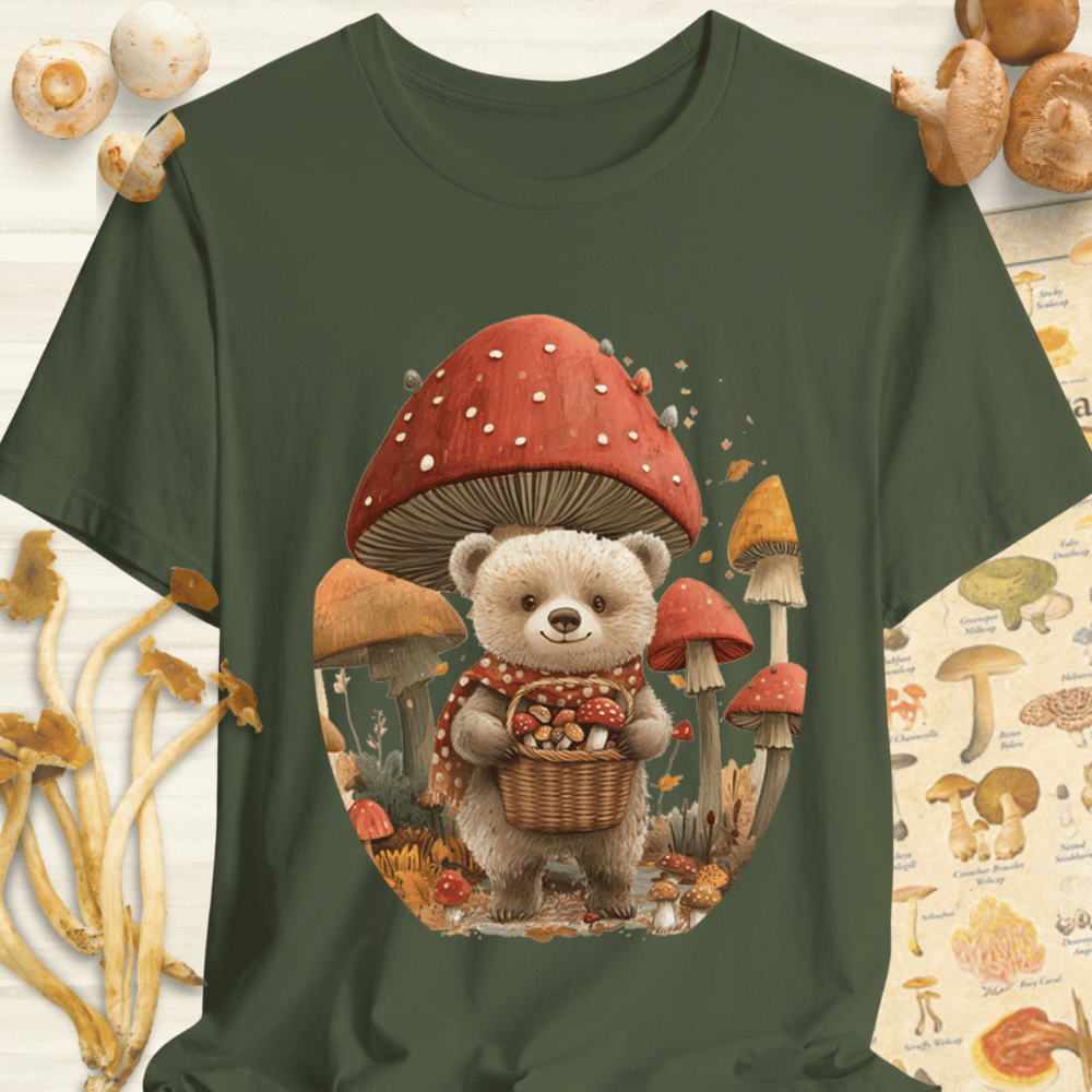 Fall Foraging Bear Tee Dark Green