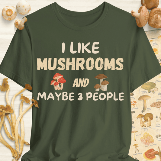 shrooms & 3 People Tee Dark Green