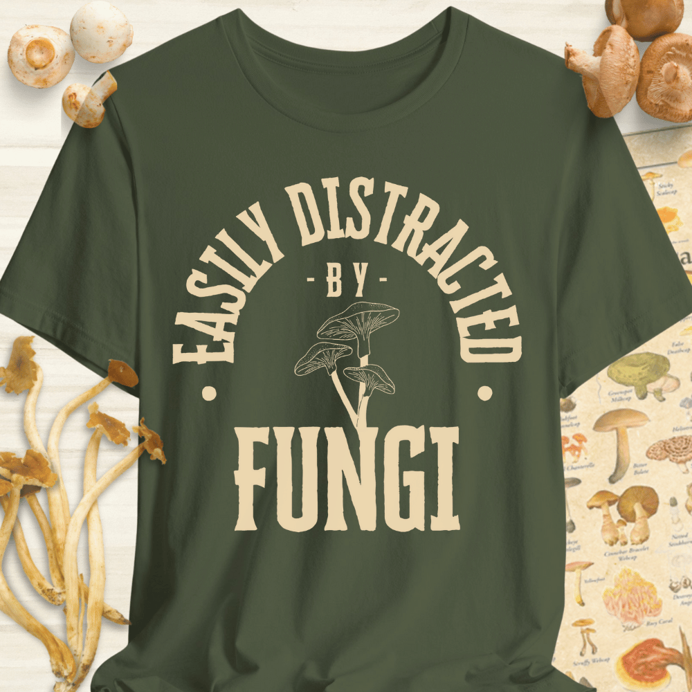 Easily Distracted by Fungi Tee Dark Green