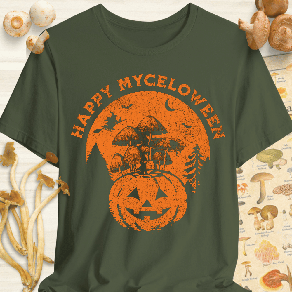 Happy Myceloween Tee Dark Green