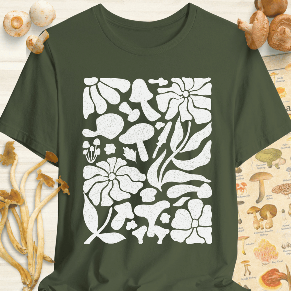 Fungi Flora Print Tee Dark Green