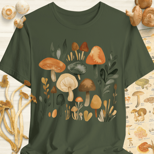 Watercolor Fungi Tee Dark Green