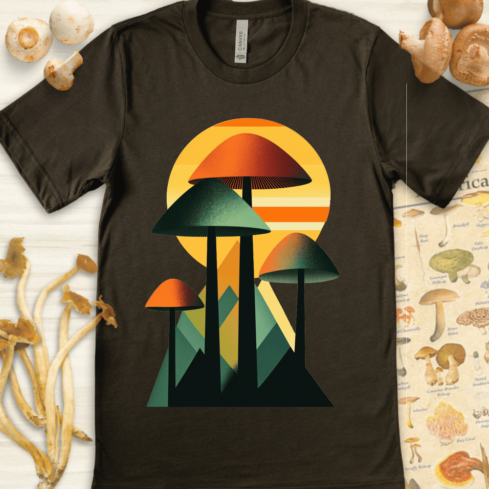 Geo Fungi Sunset Tee Dark Green