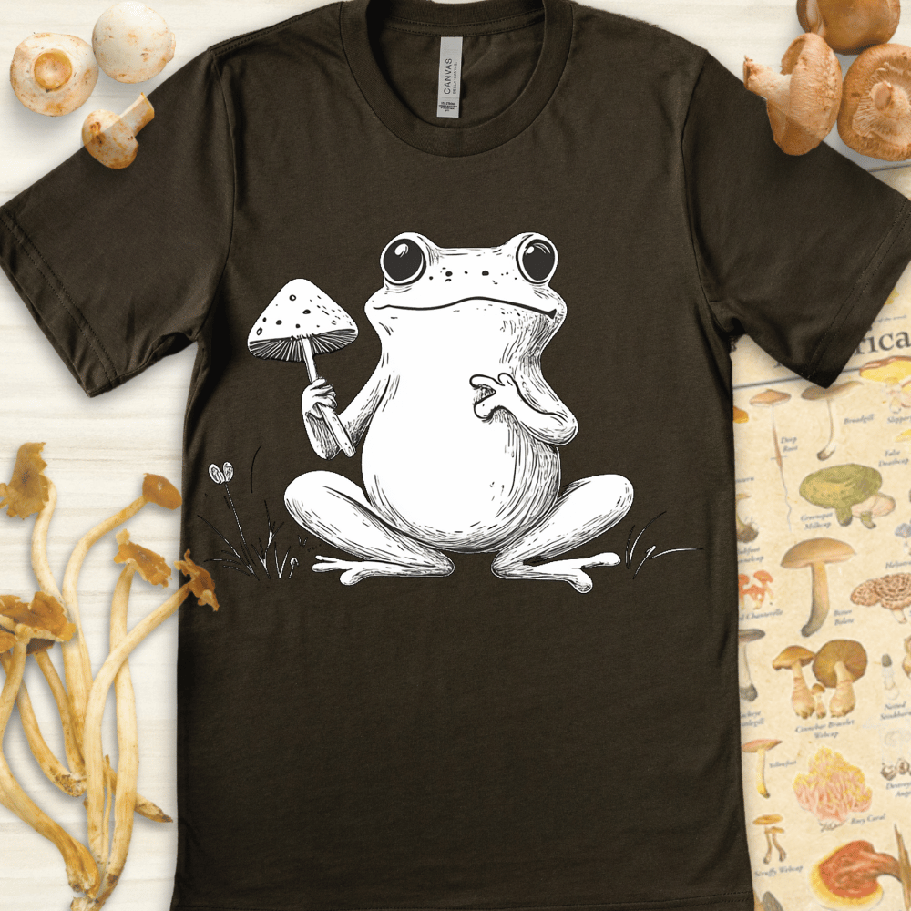 Fungi Frog White Tee Dark Green