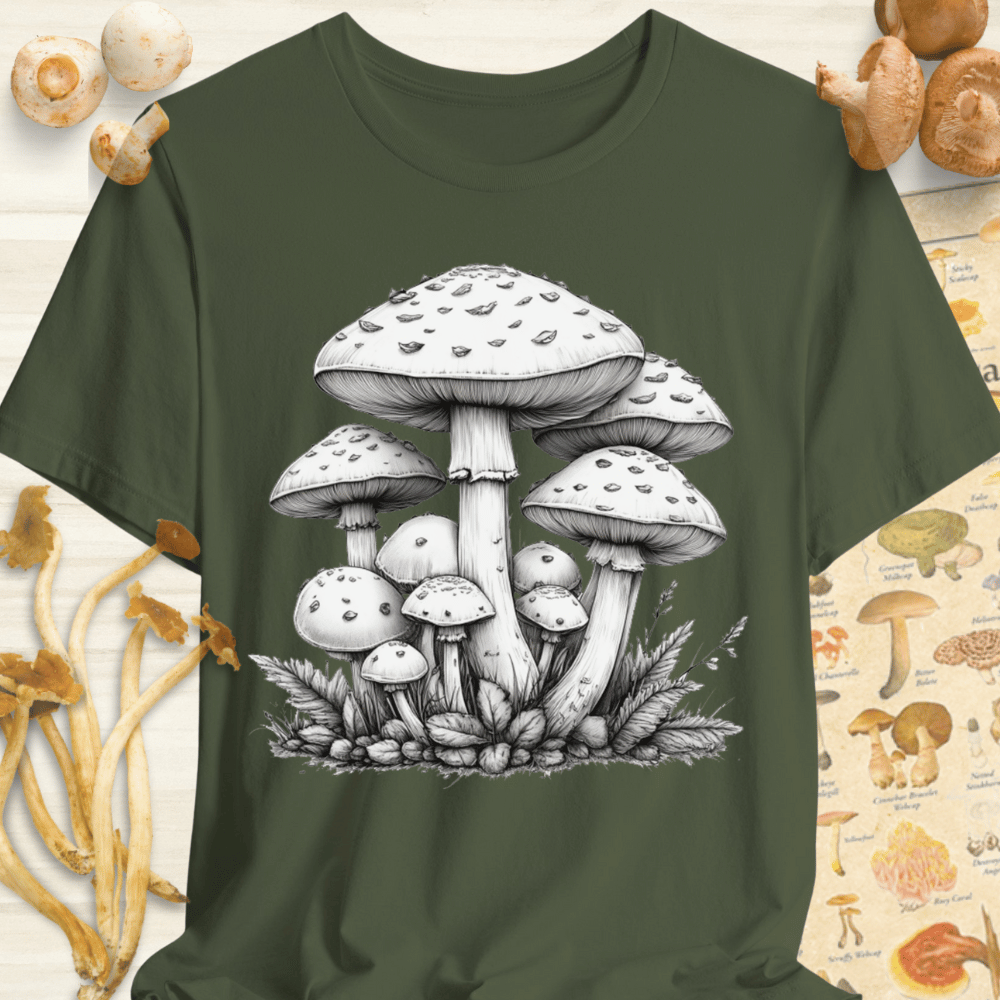 White Mushroom Tee Dark Green