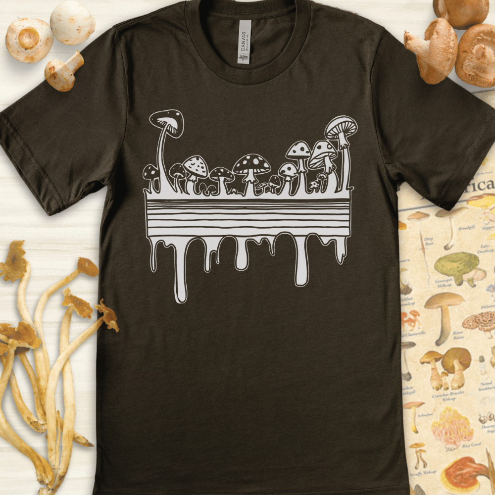 Drip Forest Shrooms Tee Dark Green