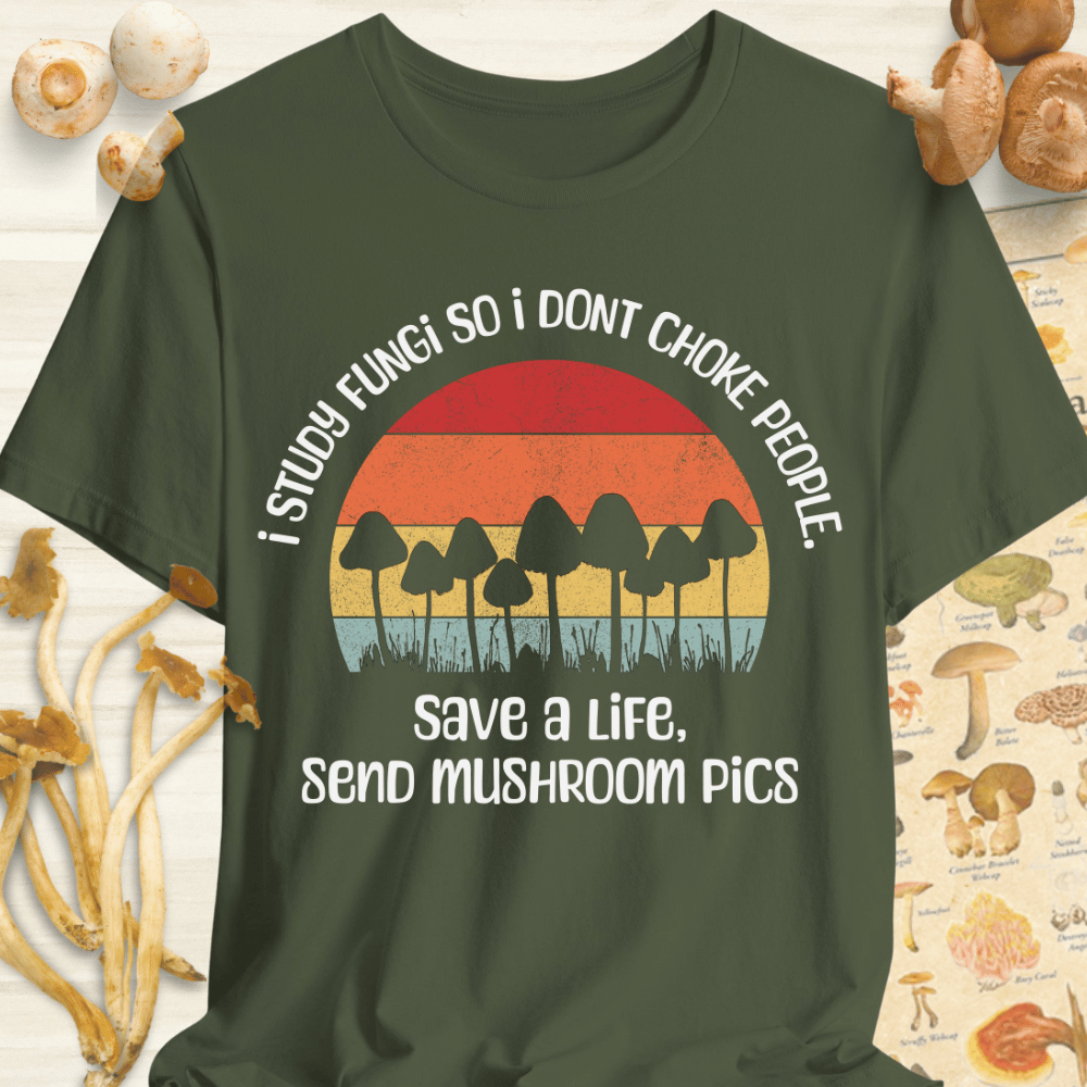 Send Mushroom Pics Tee Dark Green