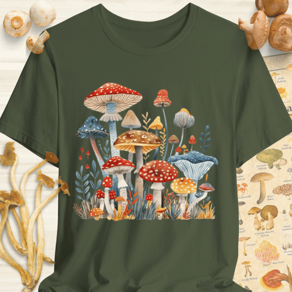 Mushroom Flora Tee Dark Green