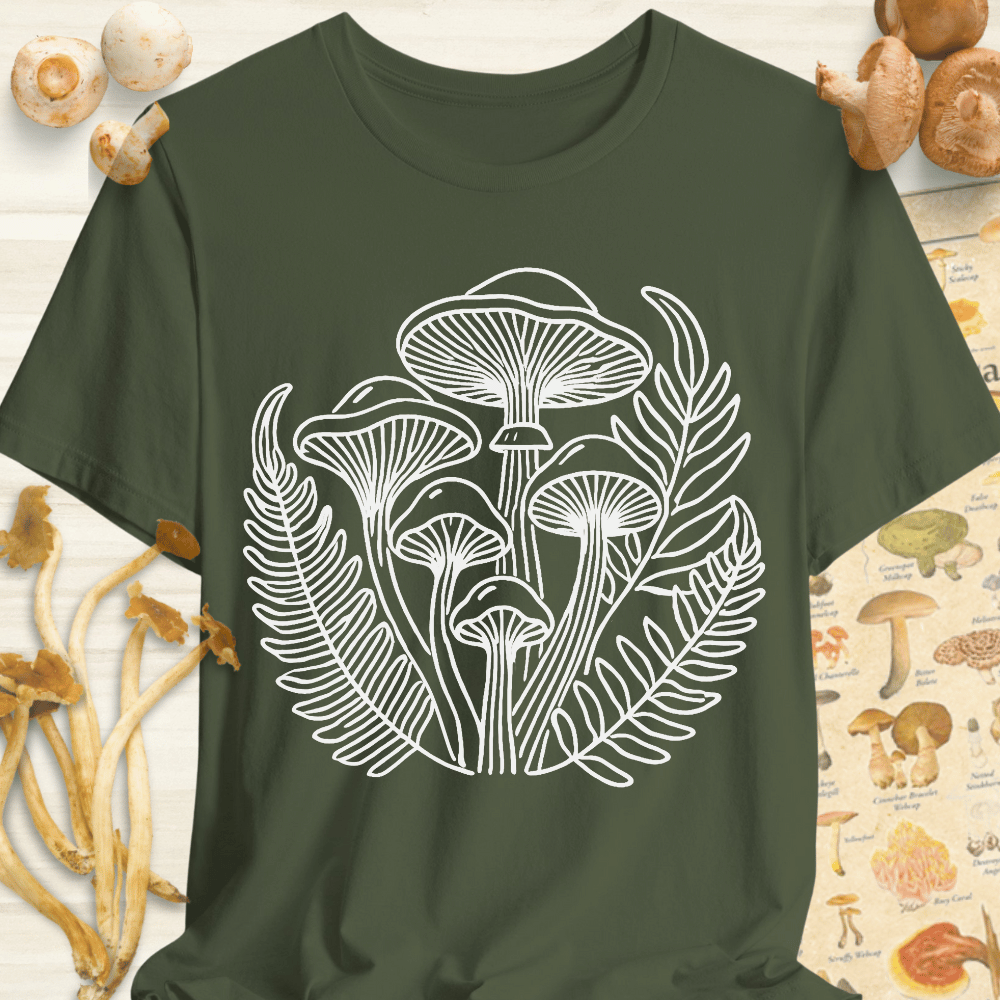 Fungi & Ferns Line Art Tee Dark Green