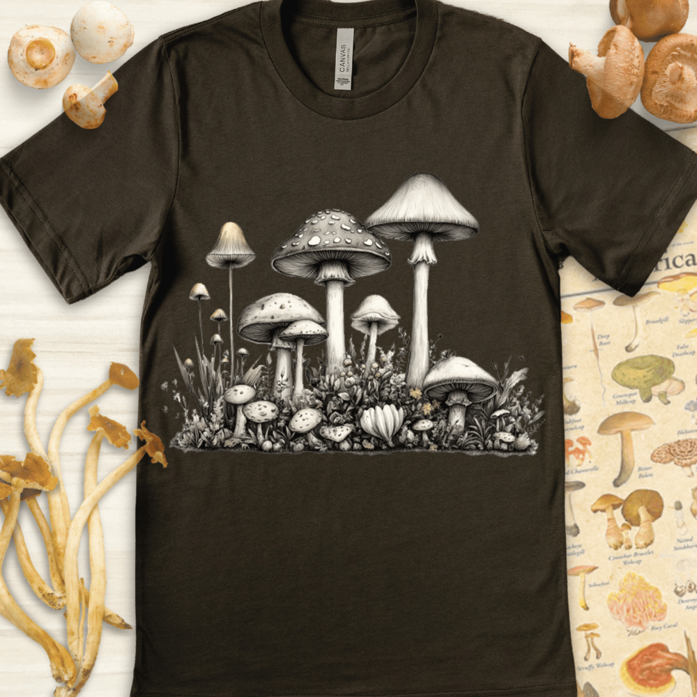 White Fungal Bloom Tee Dark Green