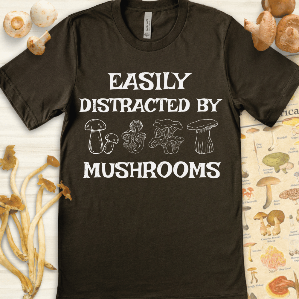 Distracted Mushrooms Tee Dark Green