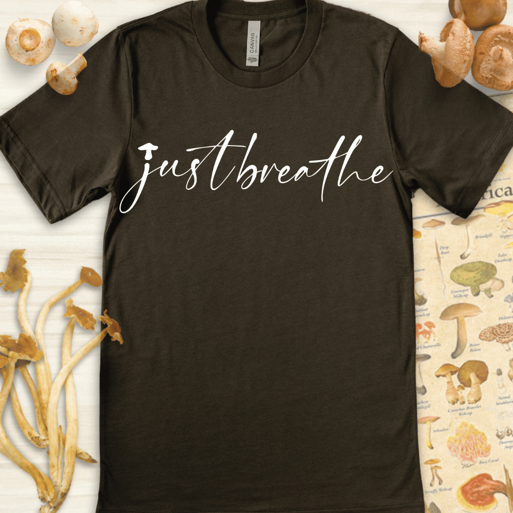 Just Breathe Fungi Tee Dark Green