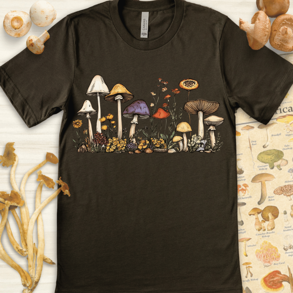 Line Art Fungi Fauna Tee Dark Green