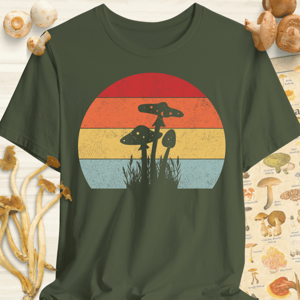 Sunset Mushroom Tee Dark Green