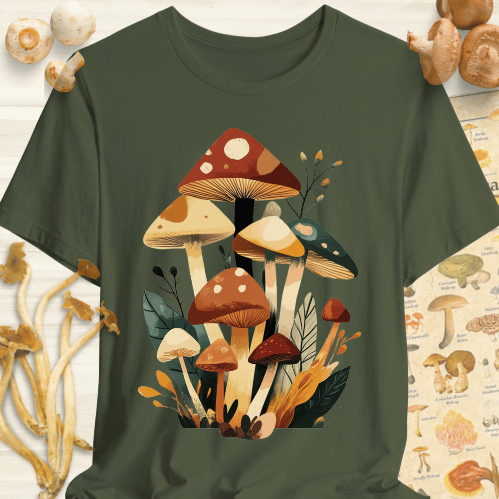 Cubism Flora Fungi Tee Dark Green