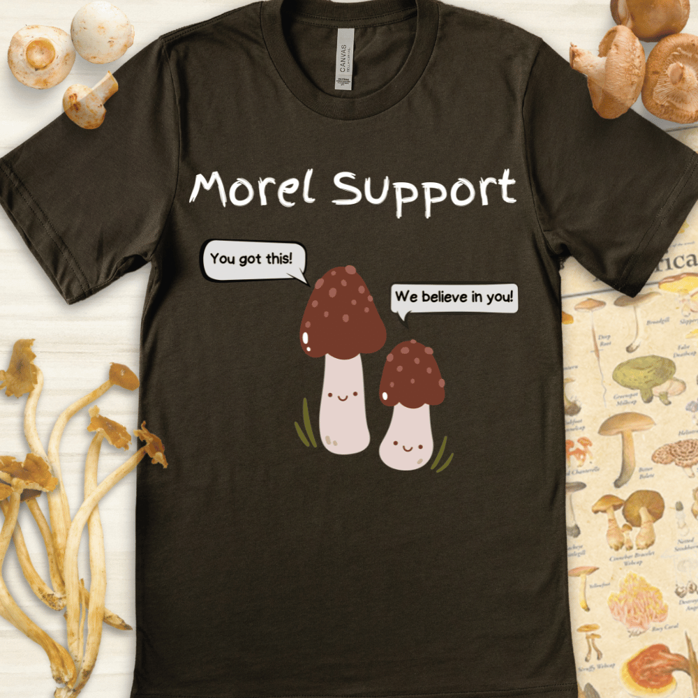 Morel Support Cute Tee Dark Green