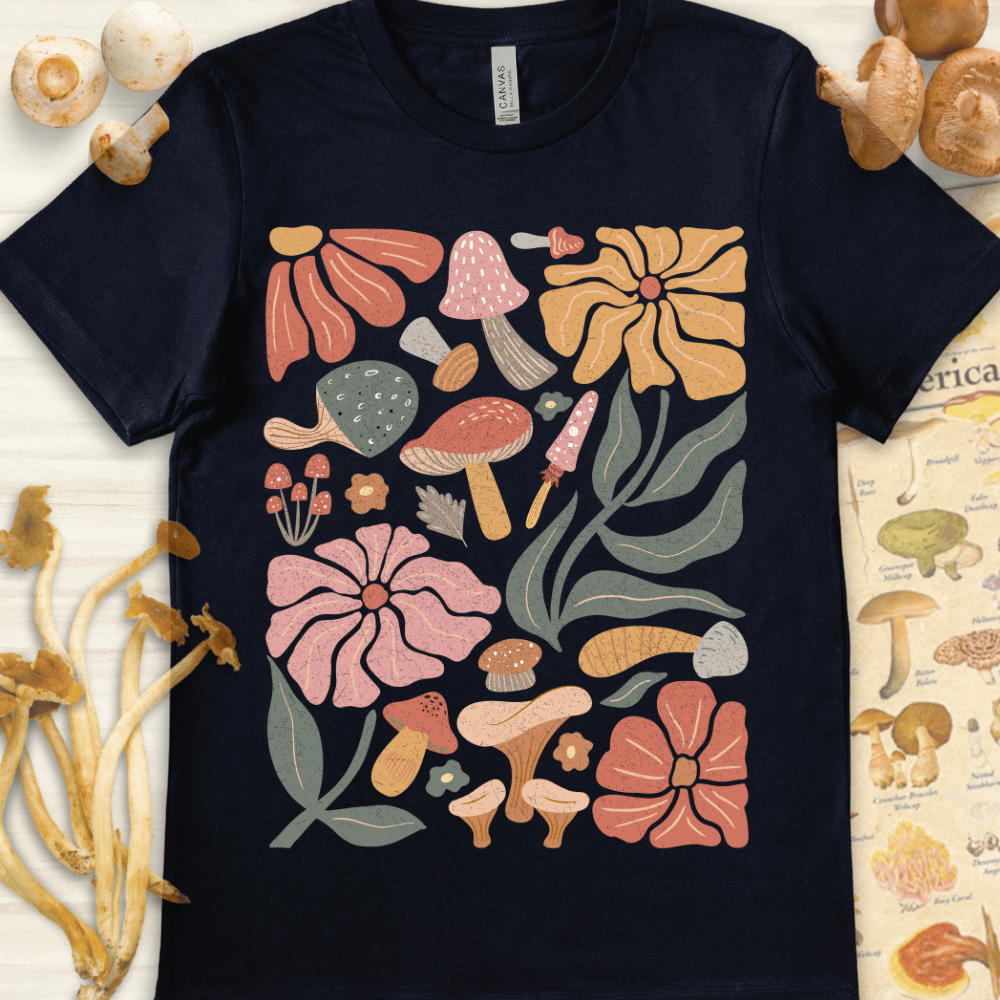 Boho Fungi N Fauna Tee Navy