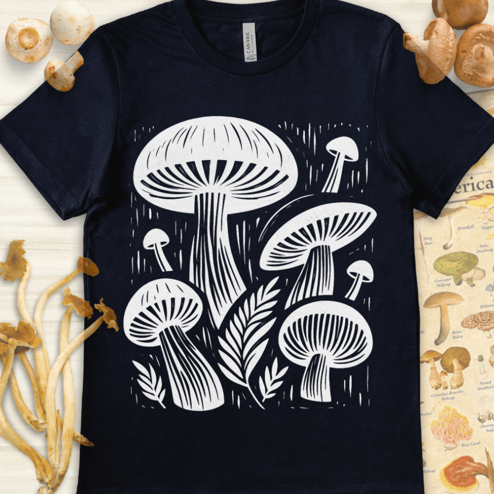 Mushrooms & Ferns Tee Navy