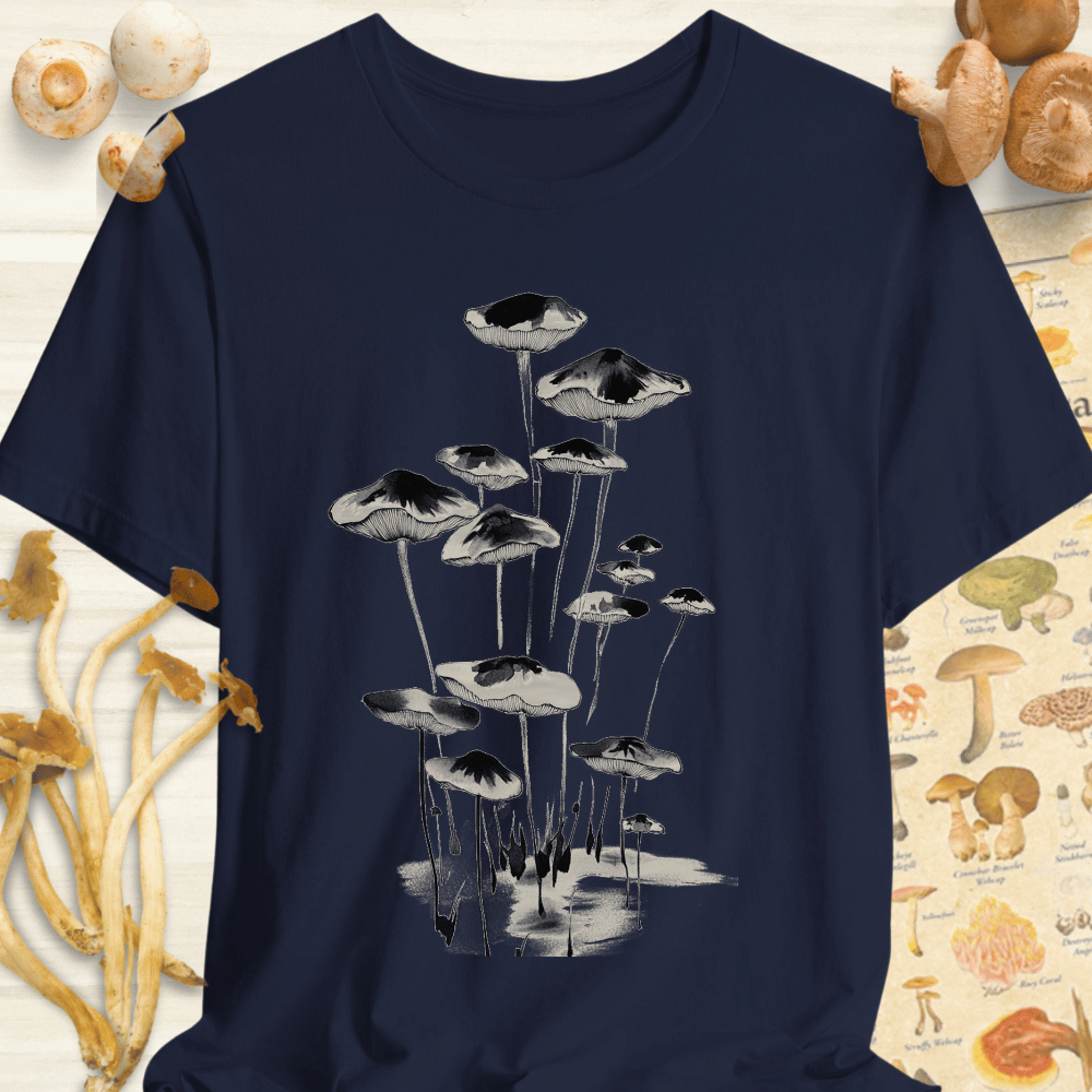 Sumi-E Mushroom Tee Navy