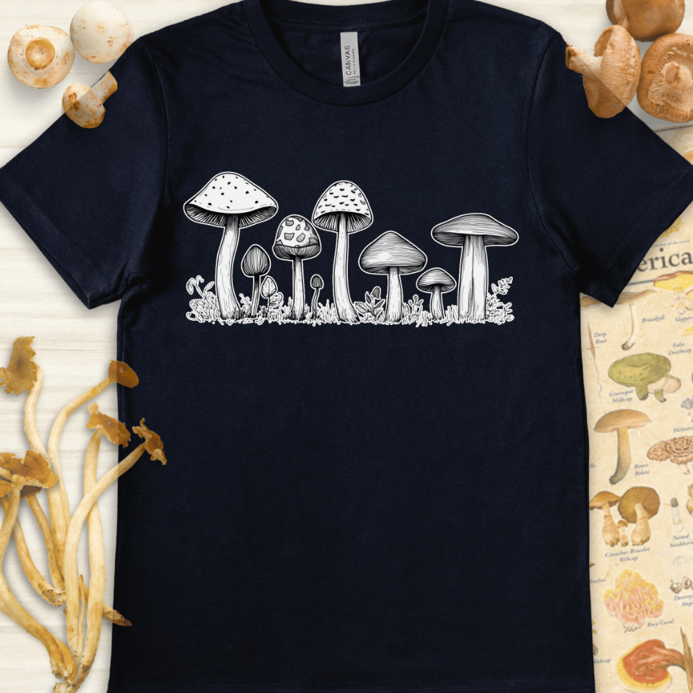 White Fungi Portrait Tee Navy