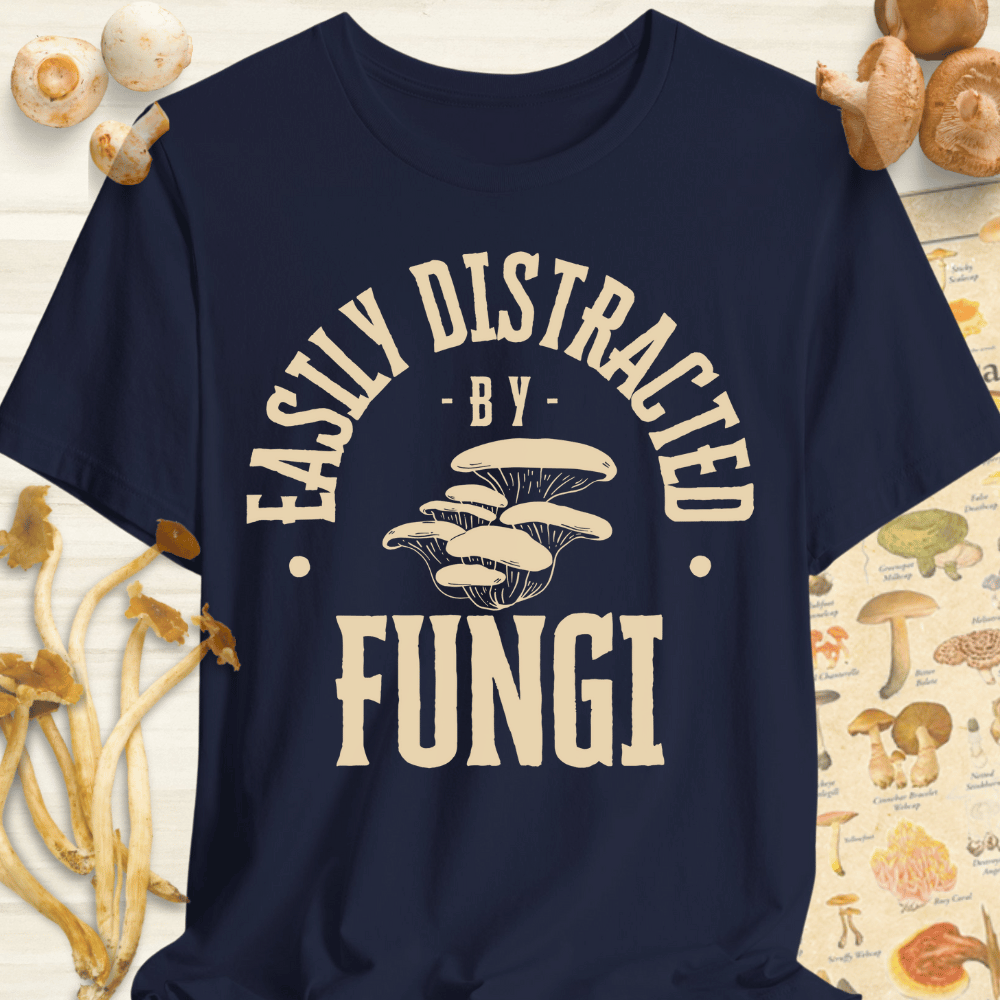 Easily Distracted by Fungi 2 Tee Navy