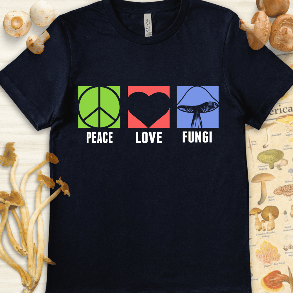 Peace Love Fungi Tee Navy