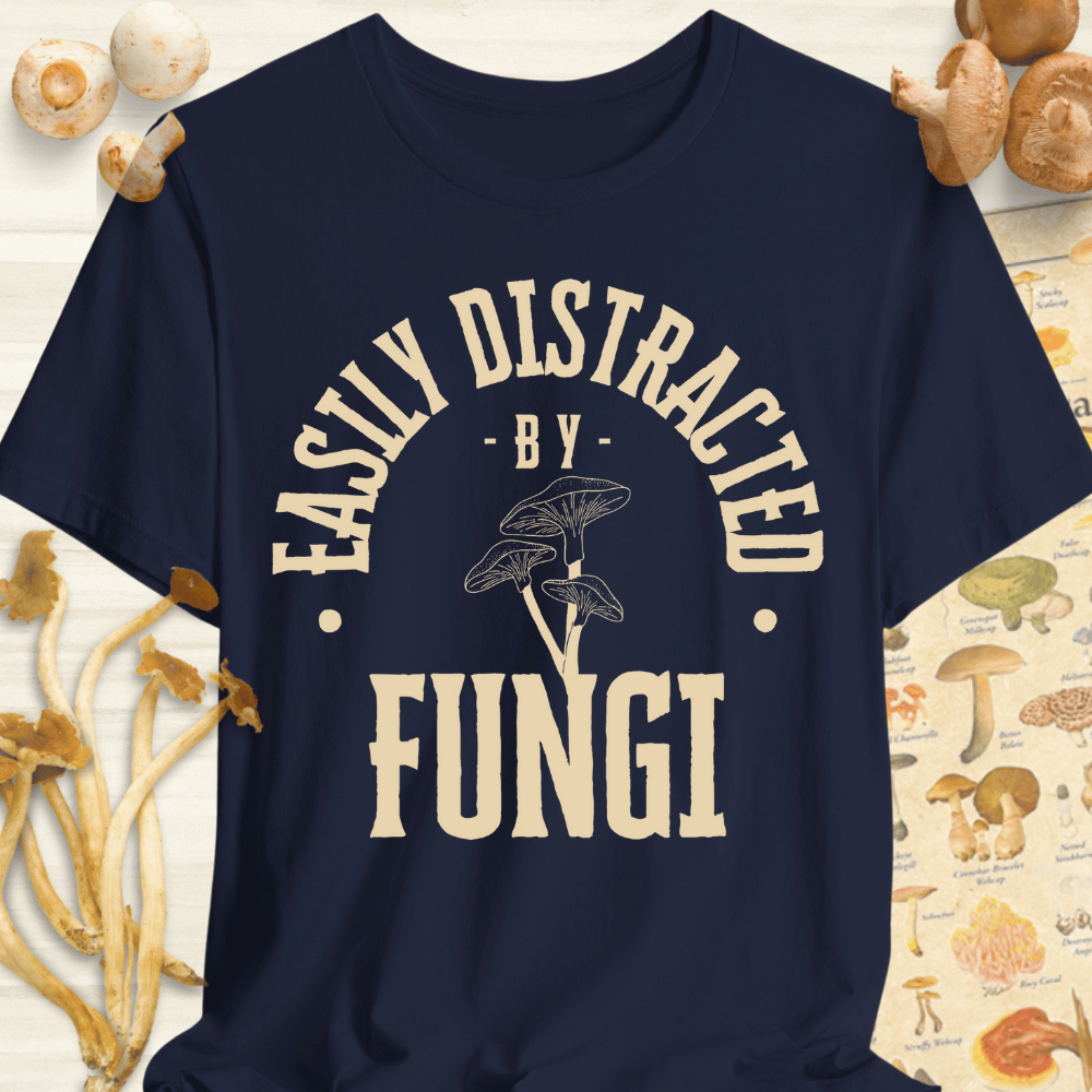 Easily Distracted by Fungi Tee Navy