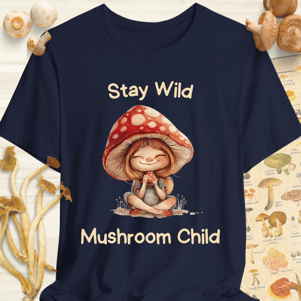 Stay Wild Mushroom Child Tee Navy
