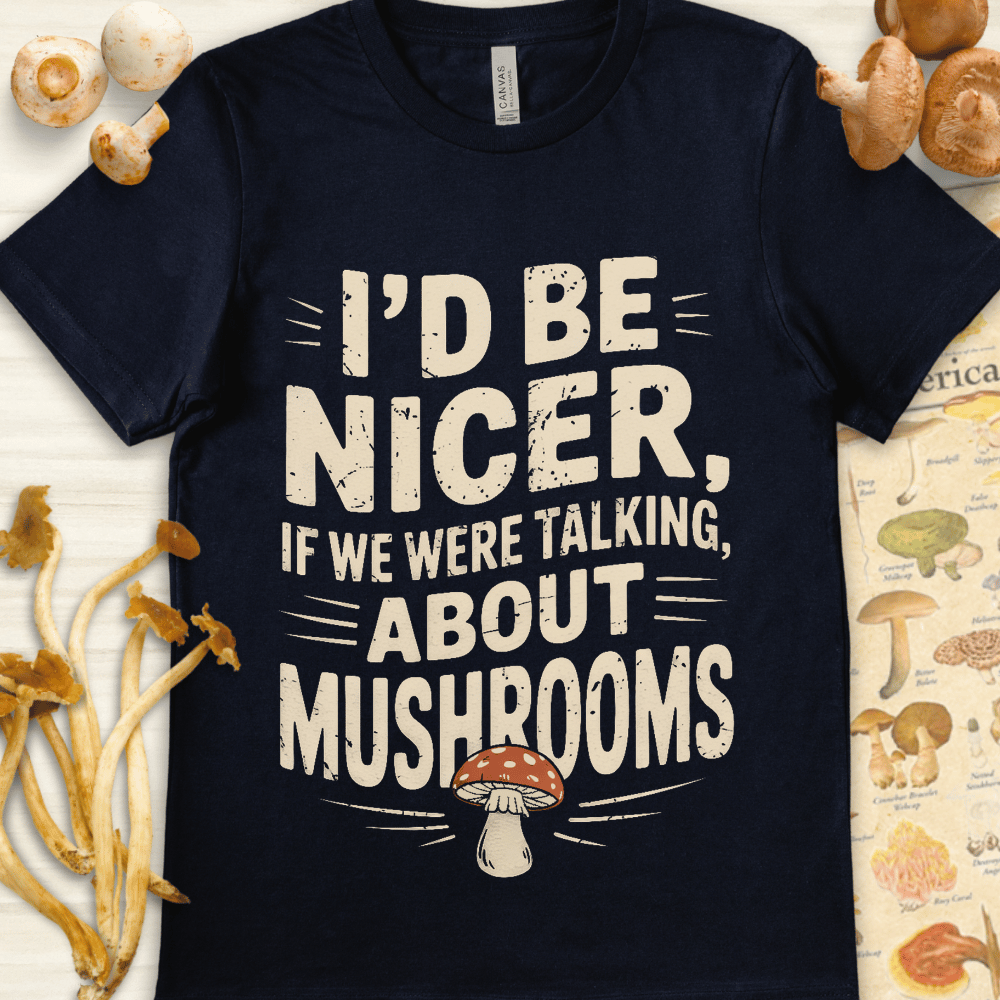 Talk Mushrooms Tee Navy