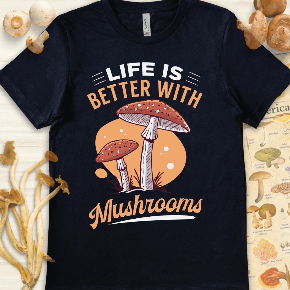 Life With Mushrooms Tee Navy