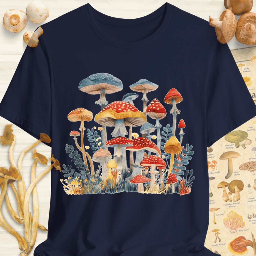 Floral Mushroom Collage Tee Navy