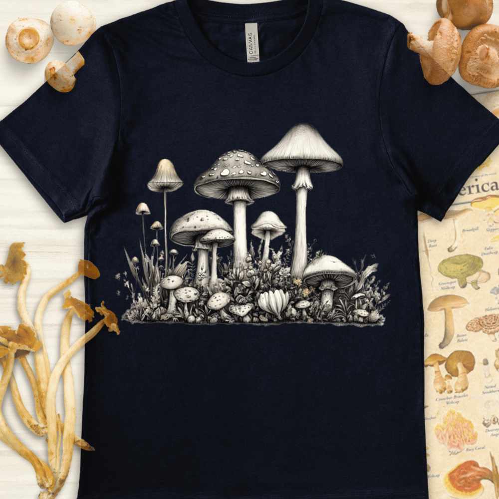 White Fungal Bloom Tee Navy