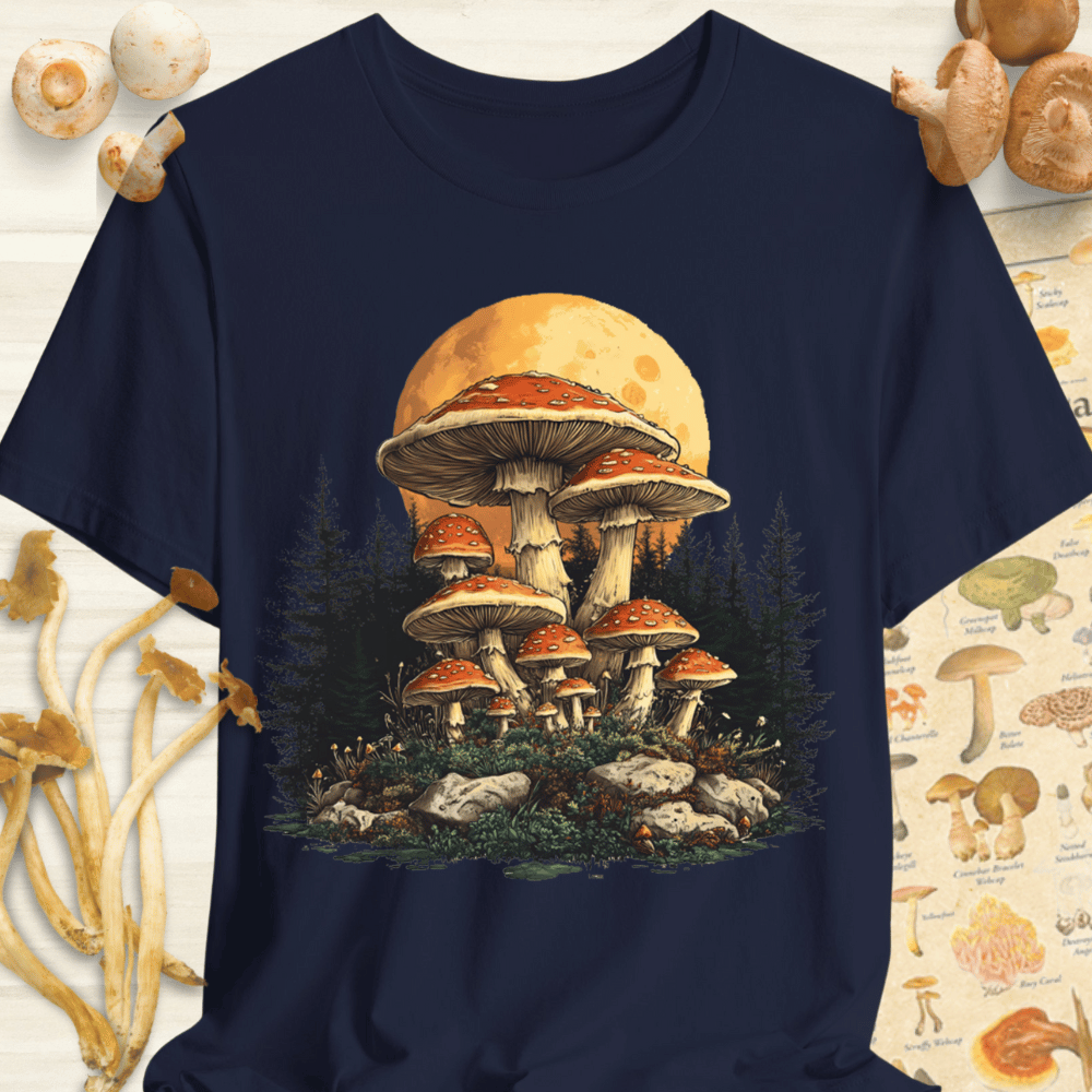 Mushroom forest Sunset Tee Navy