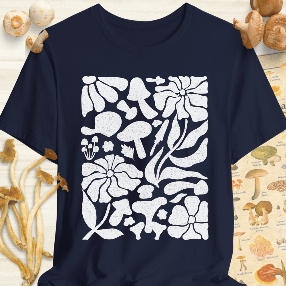 Fungi Flora Print Tee Navy
