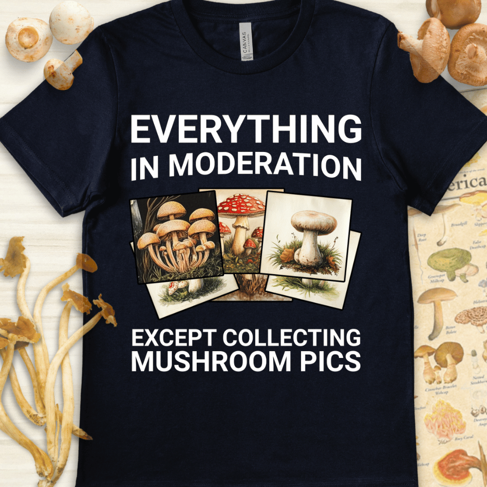 Mushroom Pics Tee Navy